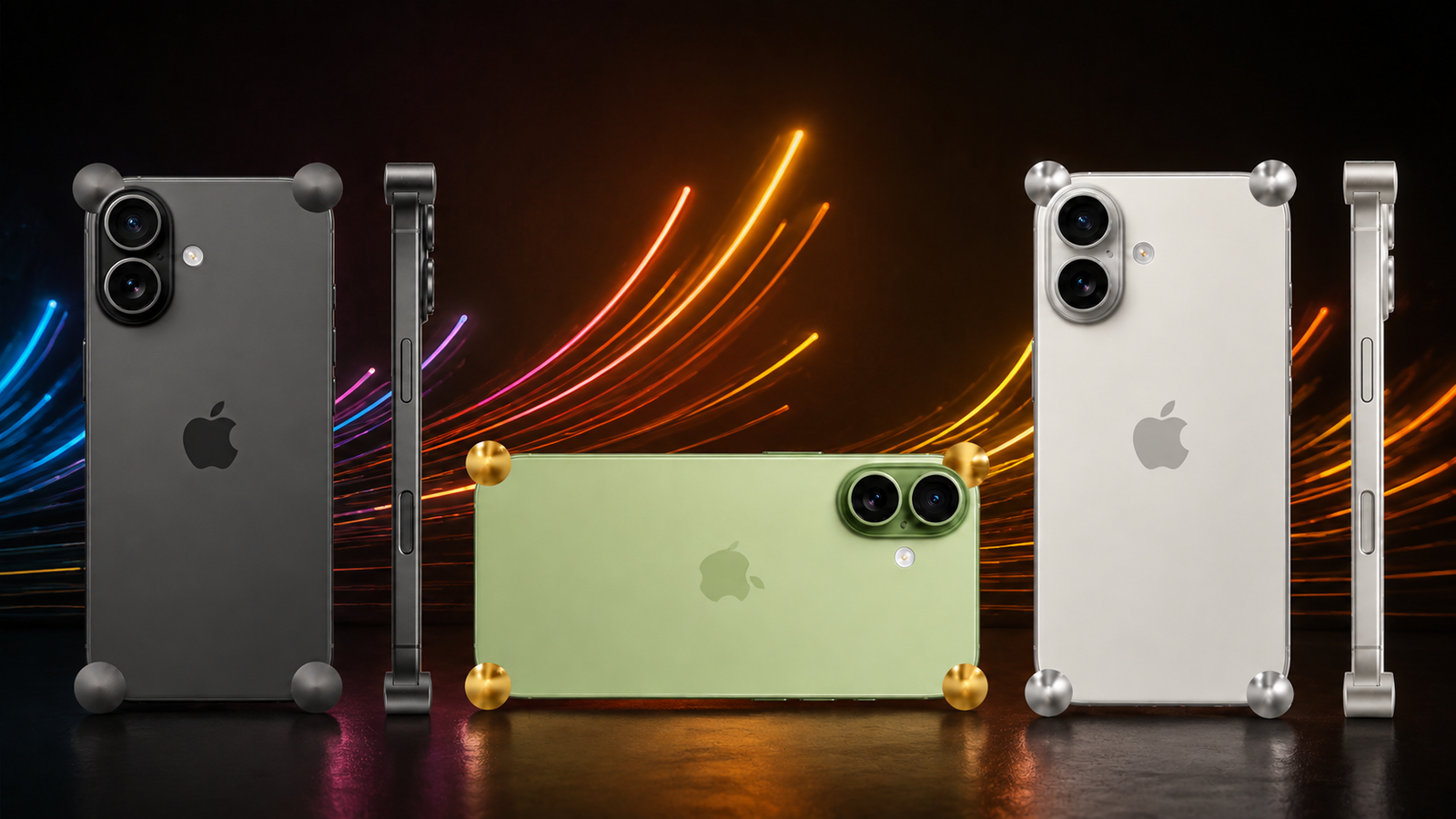Corners4 Original CORNERS in silver and gold on graphite, green and white iPhones