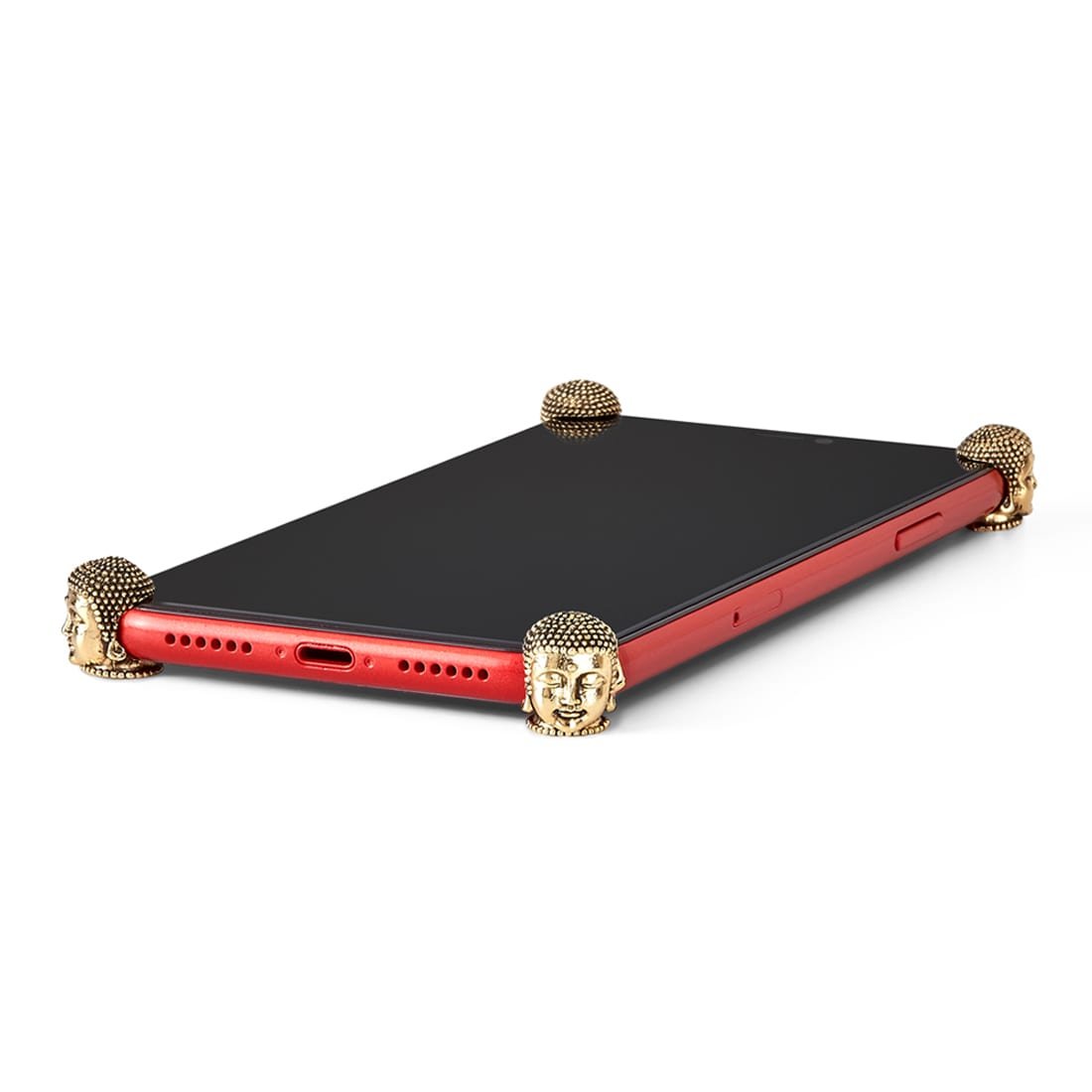 Gold Buddha ICONS installed on all four corners of a bare iPhone 11 Pro / Pro Max