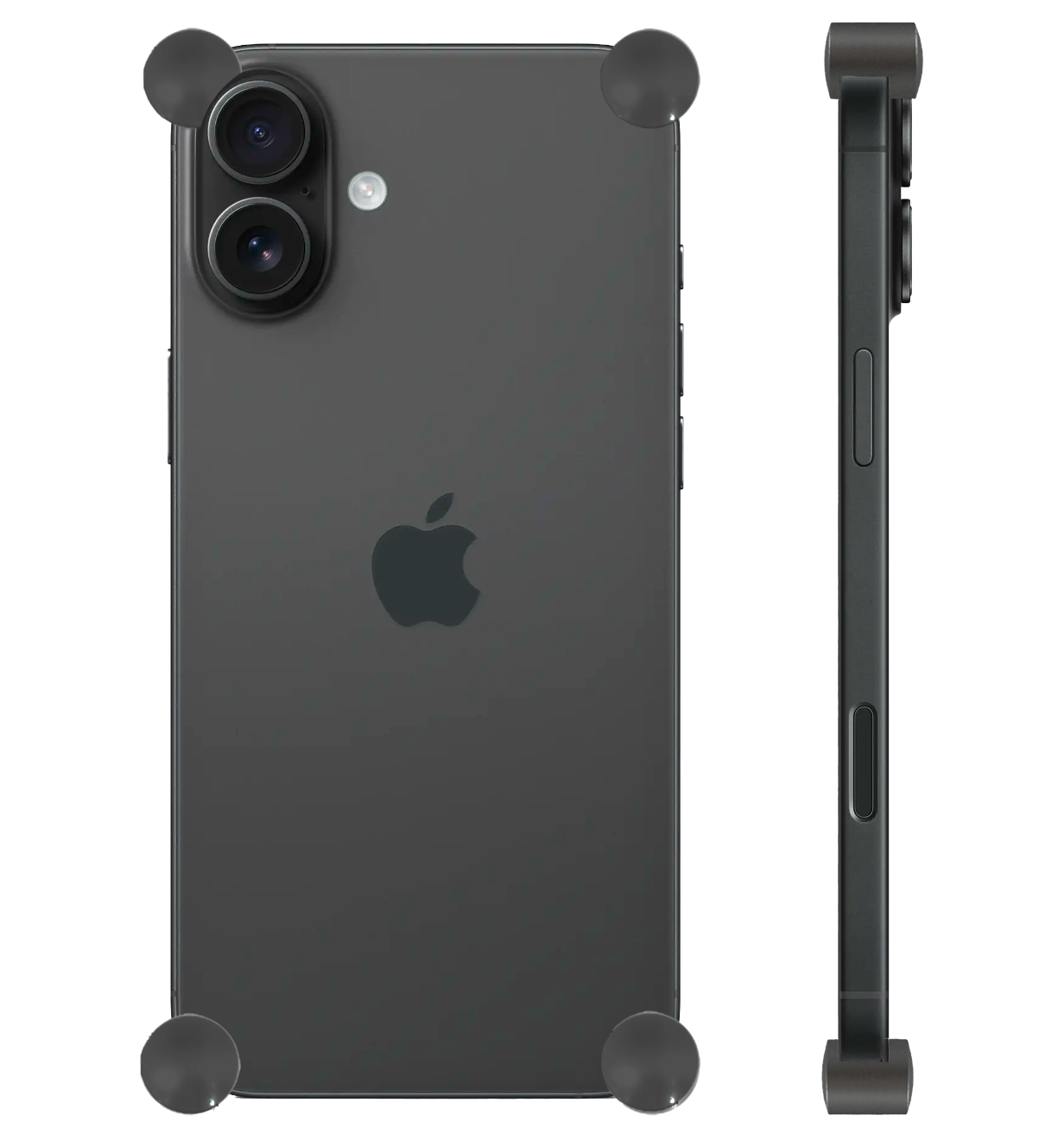 Carbon Original CORNERS installed on all four corners of a bare iPhone 17