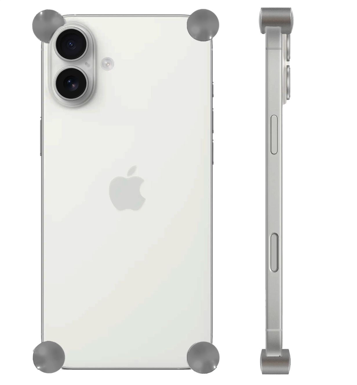 Titanium Original CORNERS installed on all four corners of a bare iPhone 17